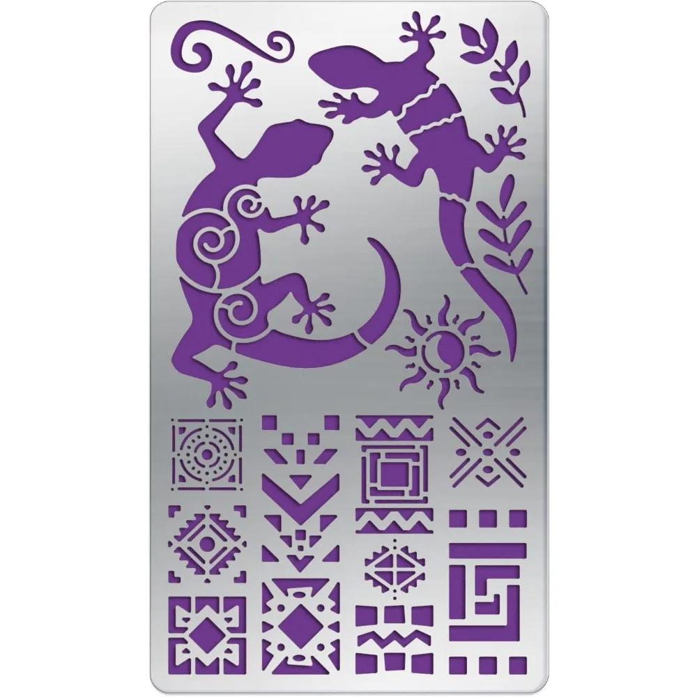 Gecko Metal Journal Stencil African Totem Sun Metal Painting Template Stainless Steel Multifunctional Planner Metal Stencils