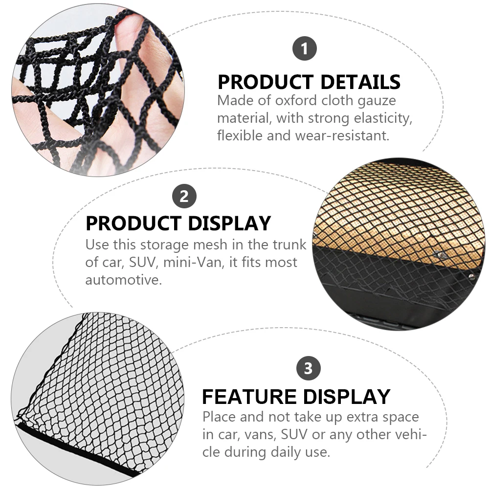 

1pc Car Cargo Nets Stretchable Trunk Organizer Mesh Storage Net For Suv Van Truck Rear Car Durable Oxford Cloth Wear-Resistant