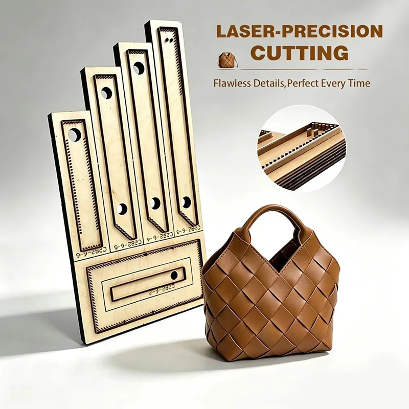 C282Woven Drawstring Bucket Bag Wooden Cutting Die, Leather Crossbody Bag Die Cutter, DIY Punching Tool for Handmade Leather Bag