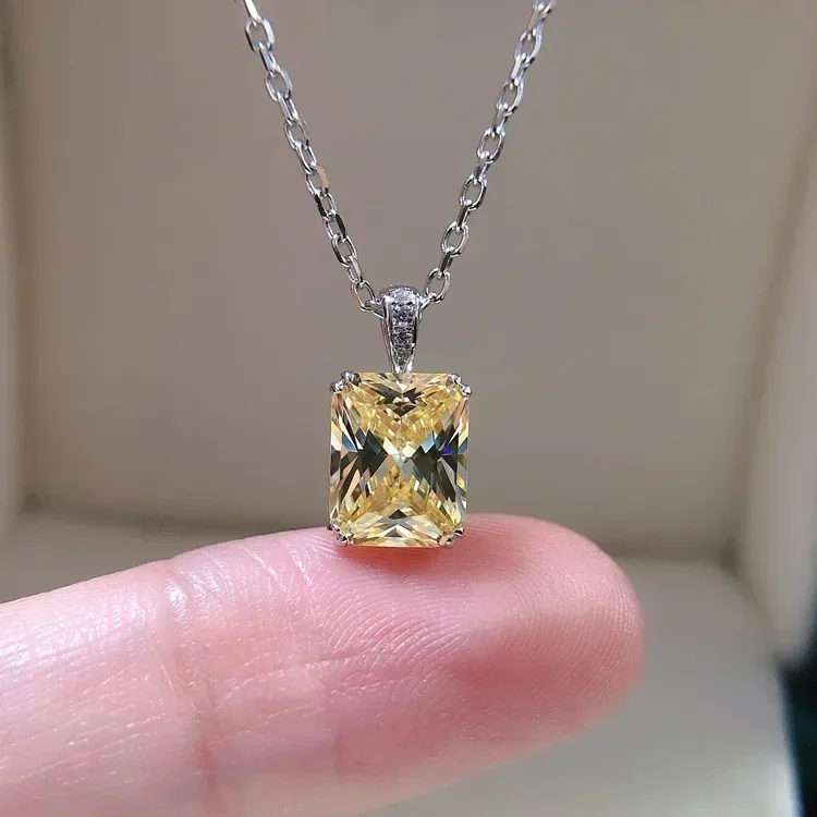 

Solid 14K White Gold AU585 Platinum PT950 3 Carat Yellow Diamond Pendant Necklace Fashion Necklace Necklace Birthday Gift