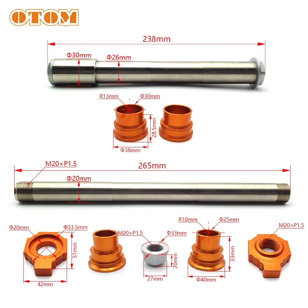 OTOM Motorcycle Front Rear Wheel Axle Kit Aluminum Axle For KTM SX EXC HUSQVARNA FC FE TE 2002-2015 Wheel Axle Bushing Block