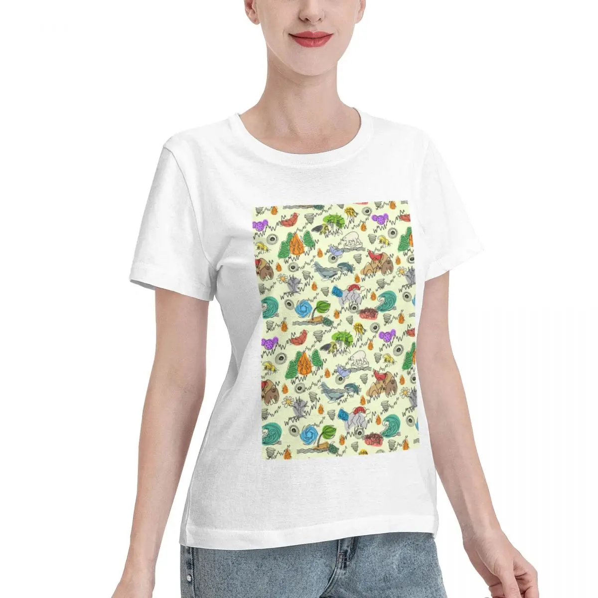 Excellent Craftsmanship Combat Climate Change 2 On Cream Women's T-shirt Loose Versatile Women Tee