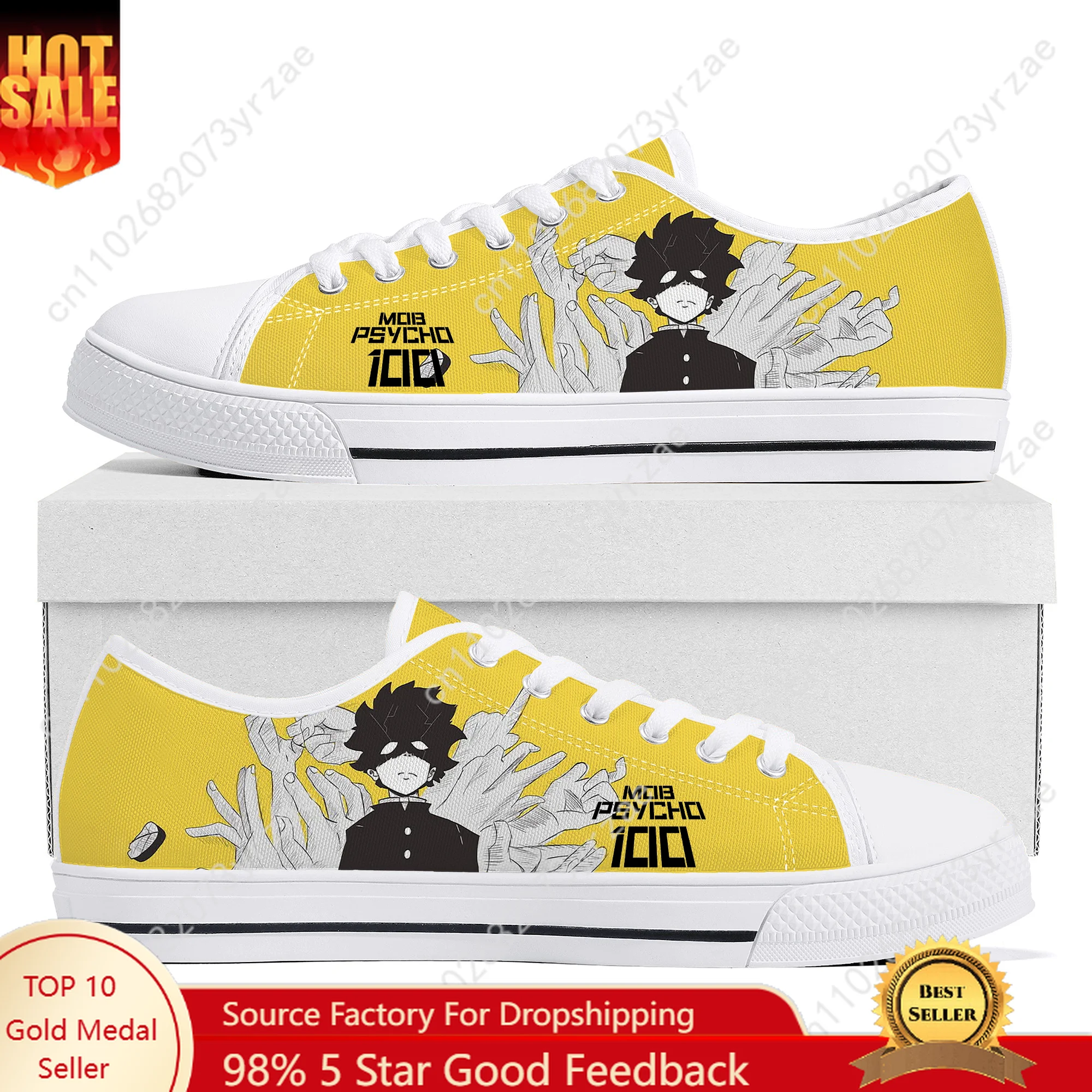 

Mob Psycho 100 Low Top High Quality Sneakers Men Women Teenager Canvas Sneaker Casual Shoes Fashion Patterns Custom Made Shoes