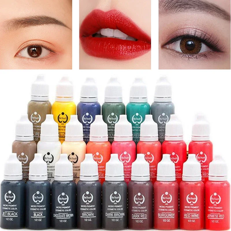 

15ml Tattoo Practice Ink Set Permanent Makeup Eyebrow Lips Eye Line Tattoo Color Microblading Pigment for Body Beauty Tattoo Art