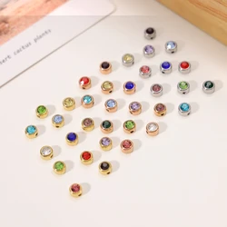 CARLIDANA Fashion Simple Rhinestone 12 Color Charms Stainless Steel Rose Gold Plated Birthstone Pendant for DIY Jewelry