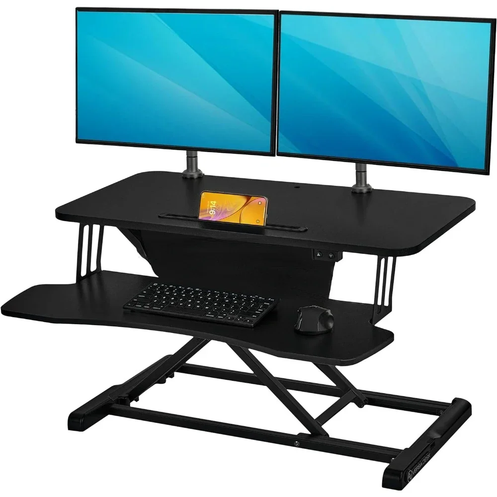 Inch Electric Standing Desk Converter for Dual Monitor, Laptop Workstation with Wide Keyboard Tray