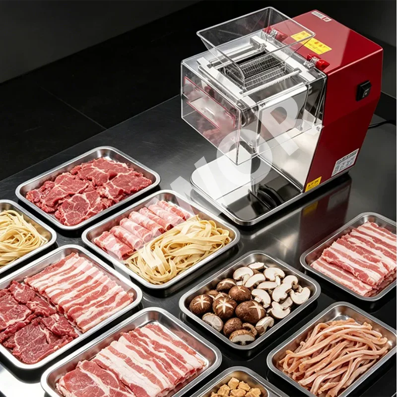 New Electric Adjustable Vegetable & Meat Cutting Machine with Stainless Steel Blade Automatic Industrial Slicer for Frozen Meat