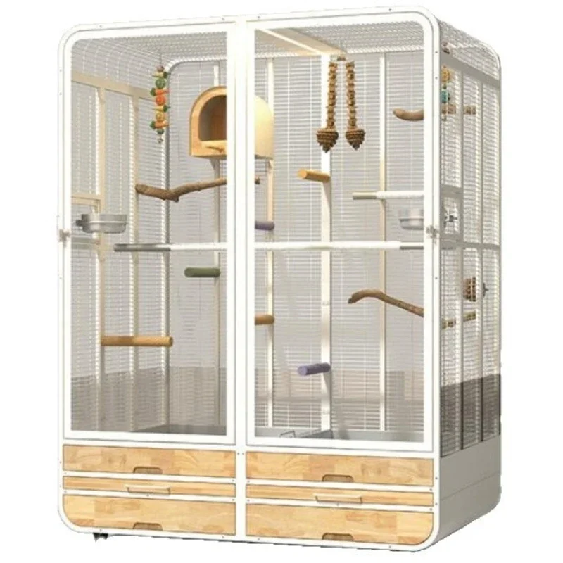 Parrot bird cage solid wood does not occupy a large household luxury bird villa dedicated large space can be moved
