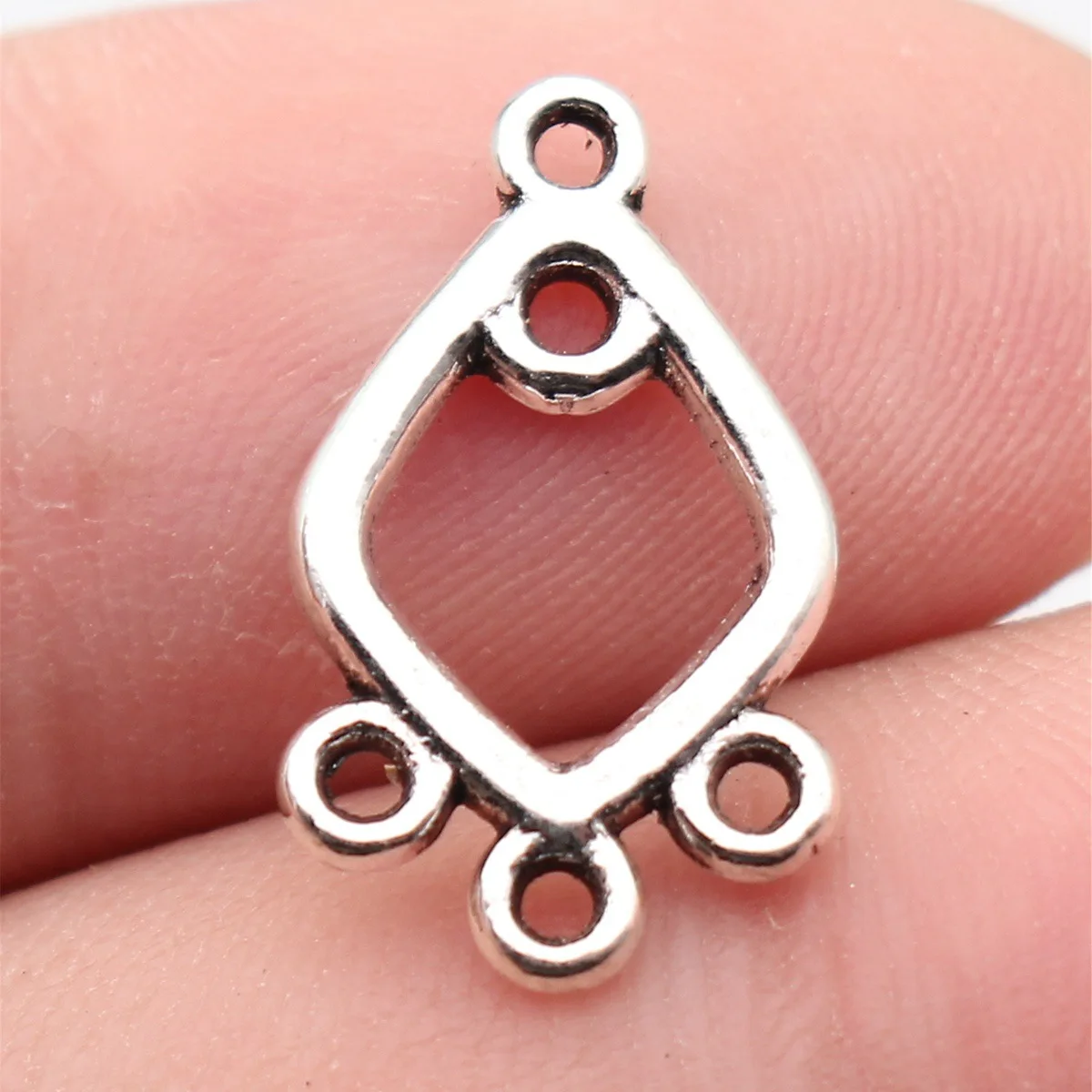 WYSIWYG 20pcs 20x11mm Antique Silver Color Hollow Rhombus Earring Connector For DIY Jewelry Making