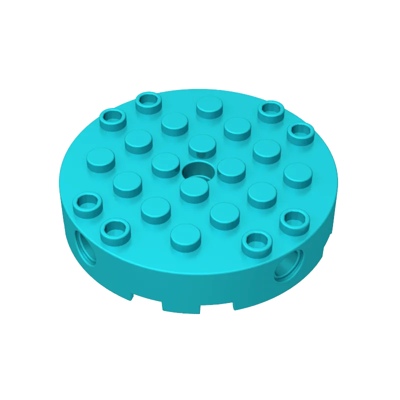 Gobricks 1 Pcs MOC Brick Round 6 x 6 with 4 Side Pin Holes and Center Hole Compatible With 18897 Model Building Blocks Parts Toy