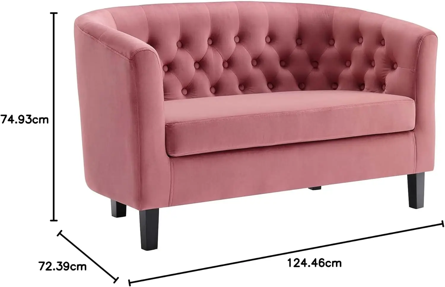 Modway Prospect Channel Tufted Performance Velvet Modern, Loveseat, Dusty Rose