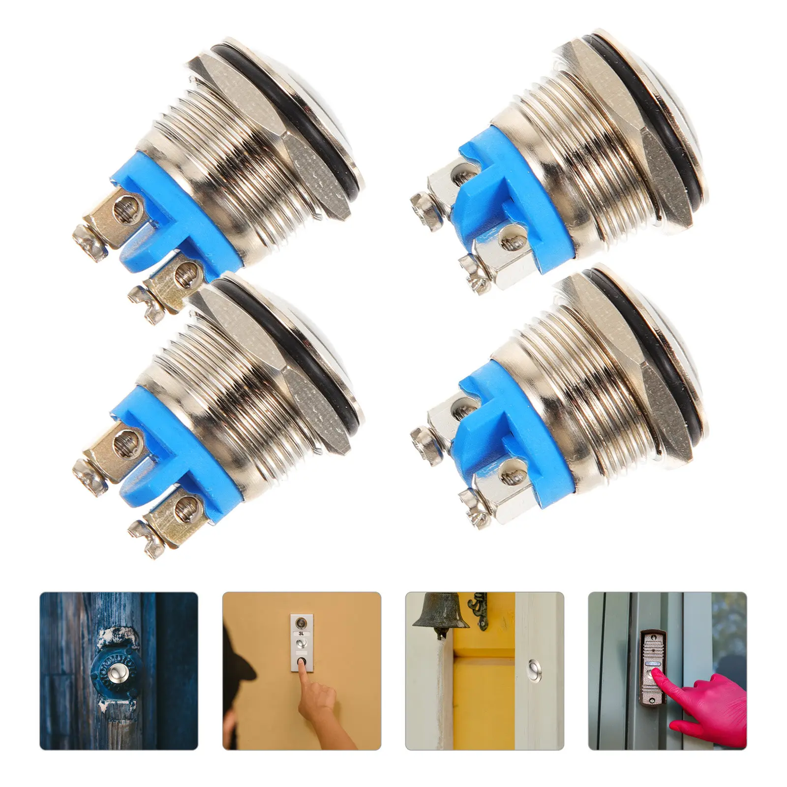 4pcs Doorbell Replacement Kit Universal Sturdy Chime Push Button Easy Install Chime Button For Home Door Ringer Easy Install