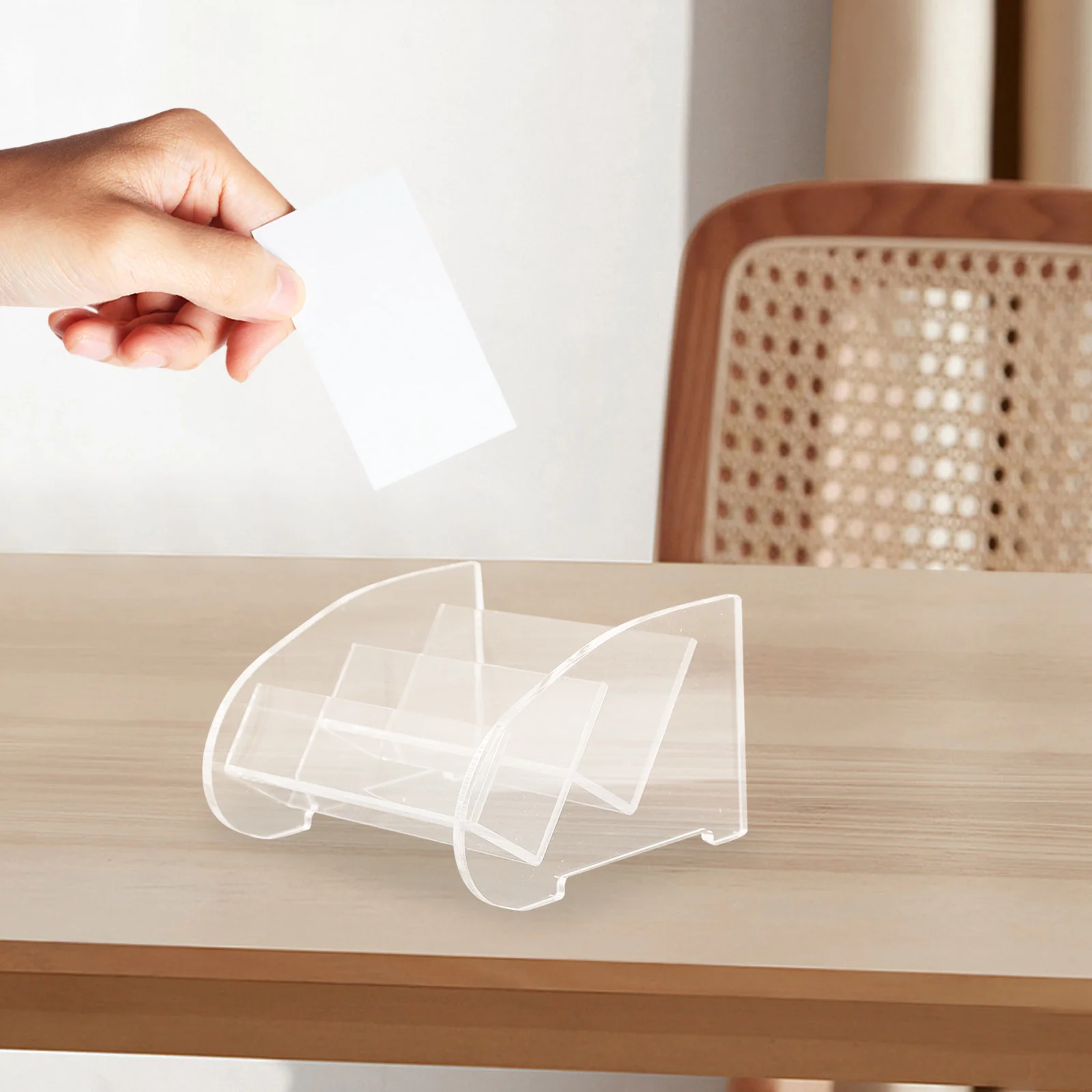 

Business Card Holder Acrylic Display Stand Transparent Name Card Organizer Desk Storage Rack Office Acrylic Display Stand