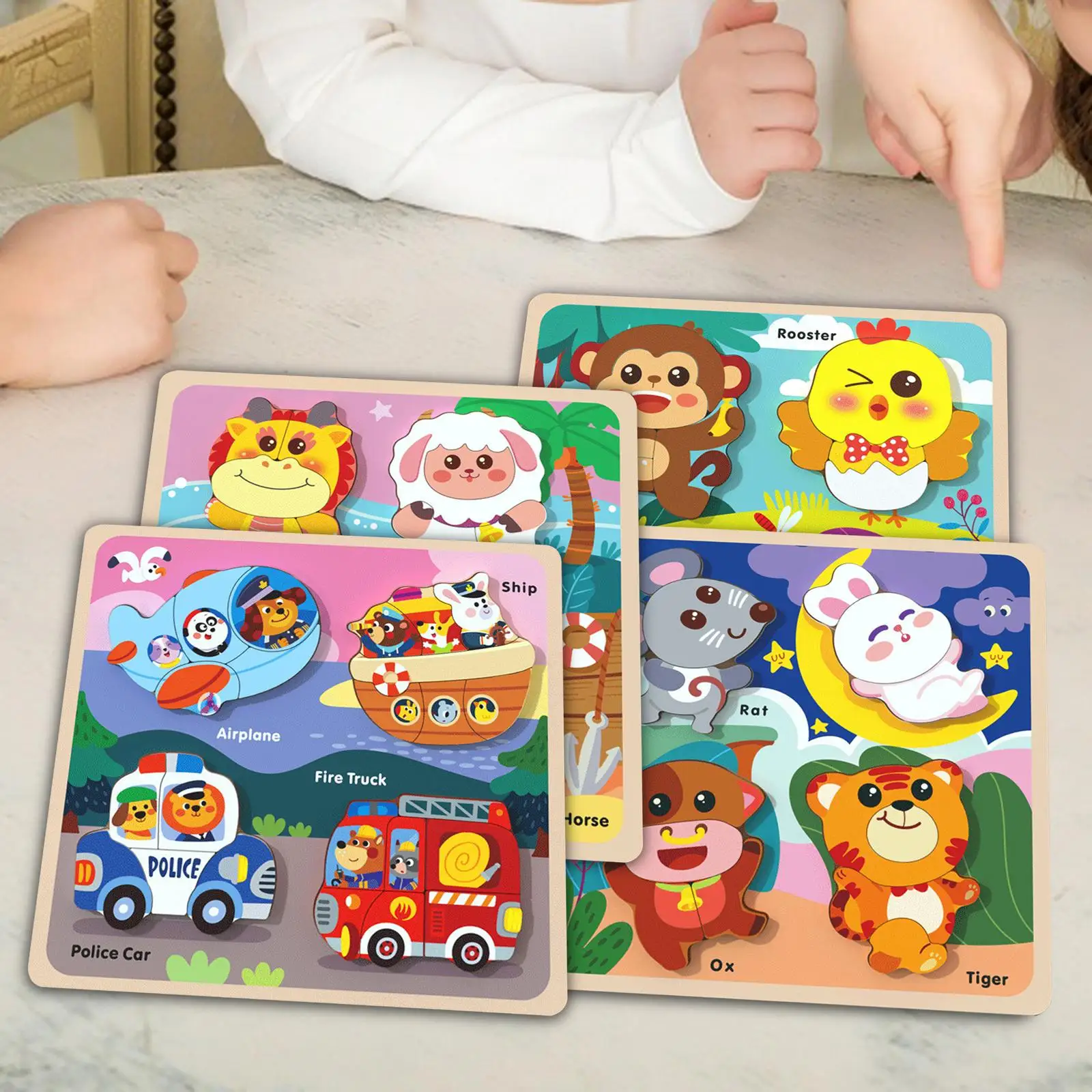 

Wooden Puzzle Early Educational Animal Shape Jigsaw Puzzles Fine Motor Skills