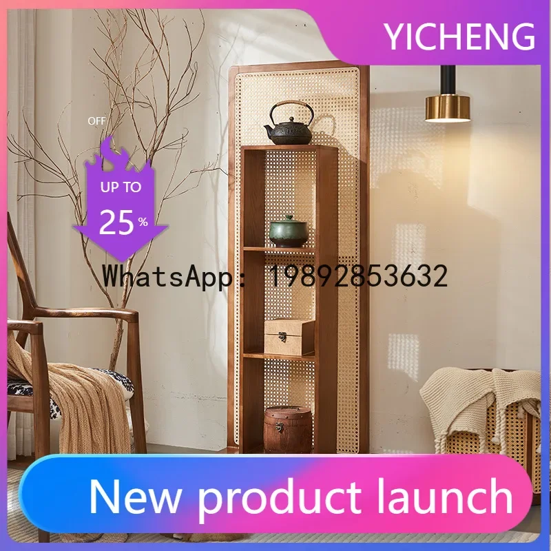 H5.20 Tea Room Rattan Furniture Rattan New Chinese Solid Wood Duobao Pavilion Screen Partition Display Stand