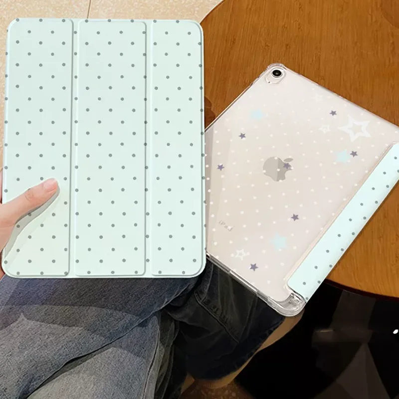 Mint Green Minimalist Polka Dots Tablet Case For iPad Pro 13 11th A16 12.9