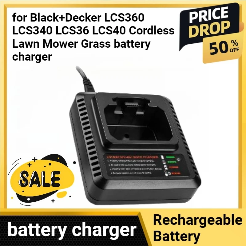 

For 36V 40V Replacement Battery Charger for Black+Decker LCS360 LCS340 LCS36 LCS40 Cordless Lawn Mower Grass