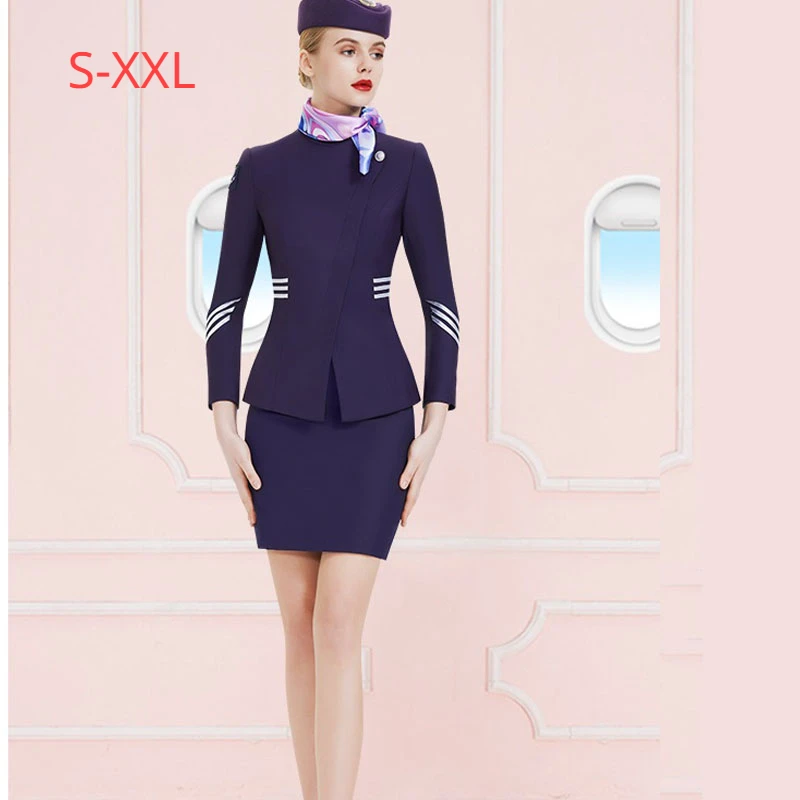 

Hot Sale Female Summer Autumn Stewardess Uniform Flight Attendant Formal Business Work Wear Aviation Working Suit