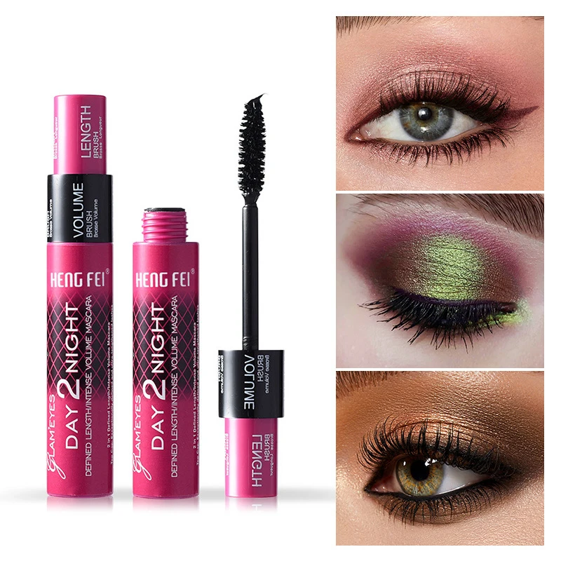 New 2 In 1 Mascara Waterproof Long Lasting Not Blooming Black Natural Thick Curling Lengthening For Eye Cosmetics