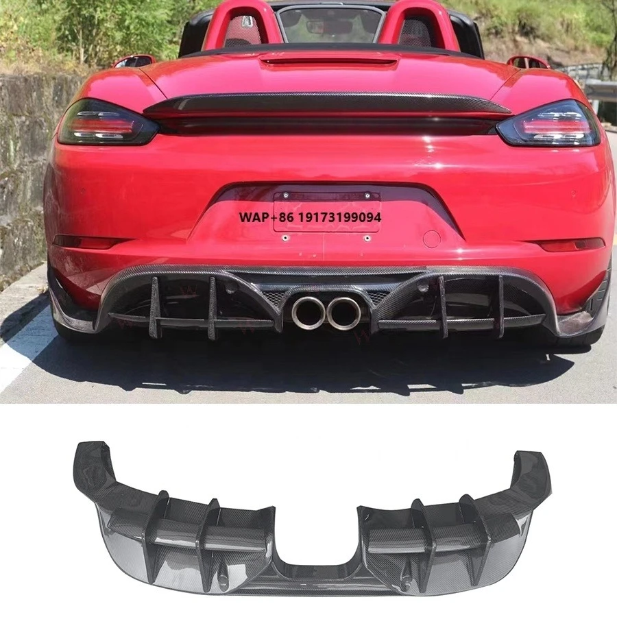 

PD Style Carbon Fiber Rear Diffuser for Porsche-718 Cayman Boxster 2016+ Upgraded Rear Bumper Lip Spoiler Bodykit Exhaust New