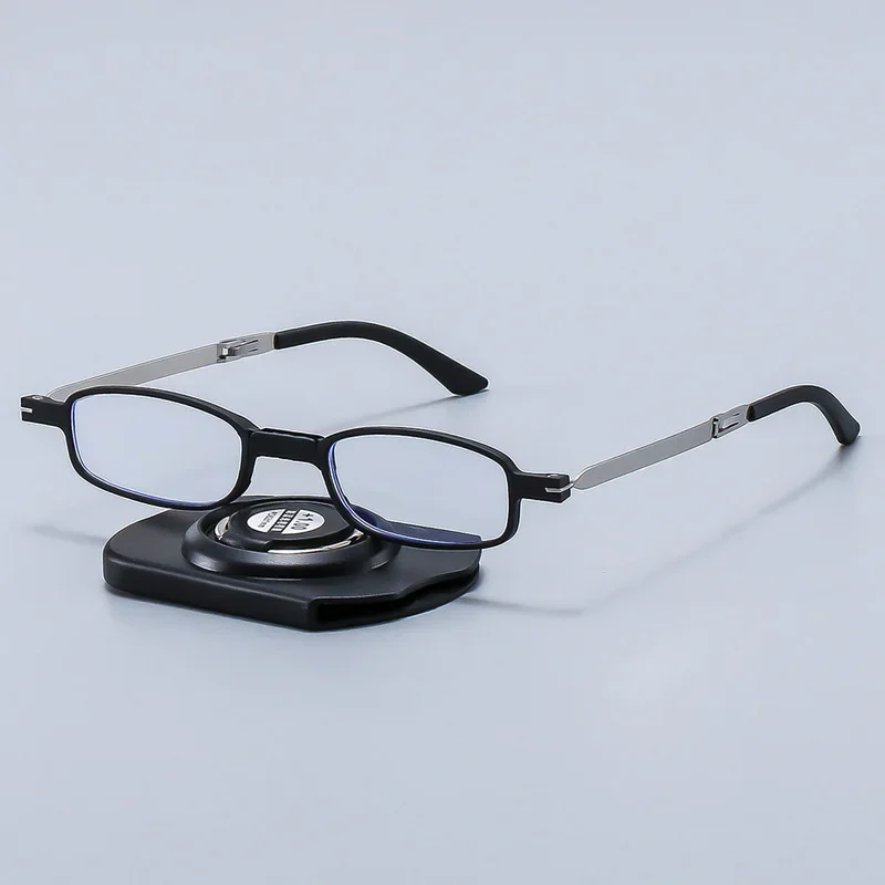 Folding Portable Anti-blue Light Reading Glasses For Men And Women With Mobile Phone Holder Storage Box Diopter +1.0 To +4.0