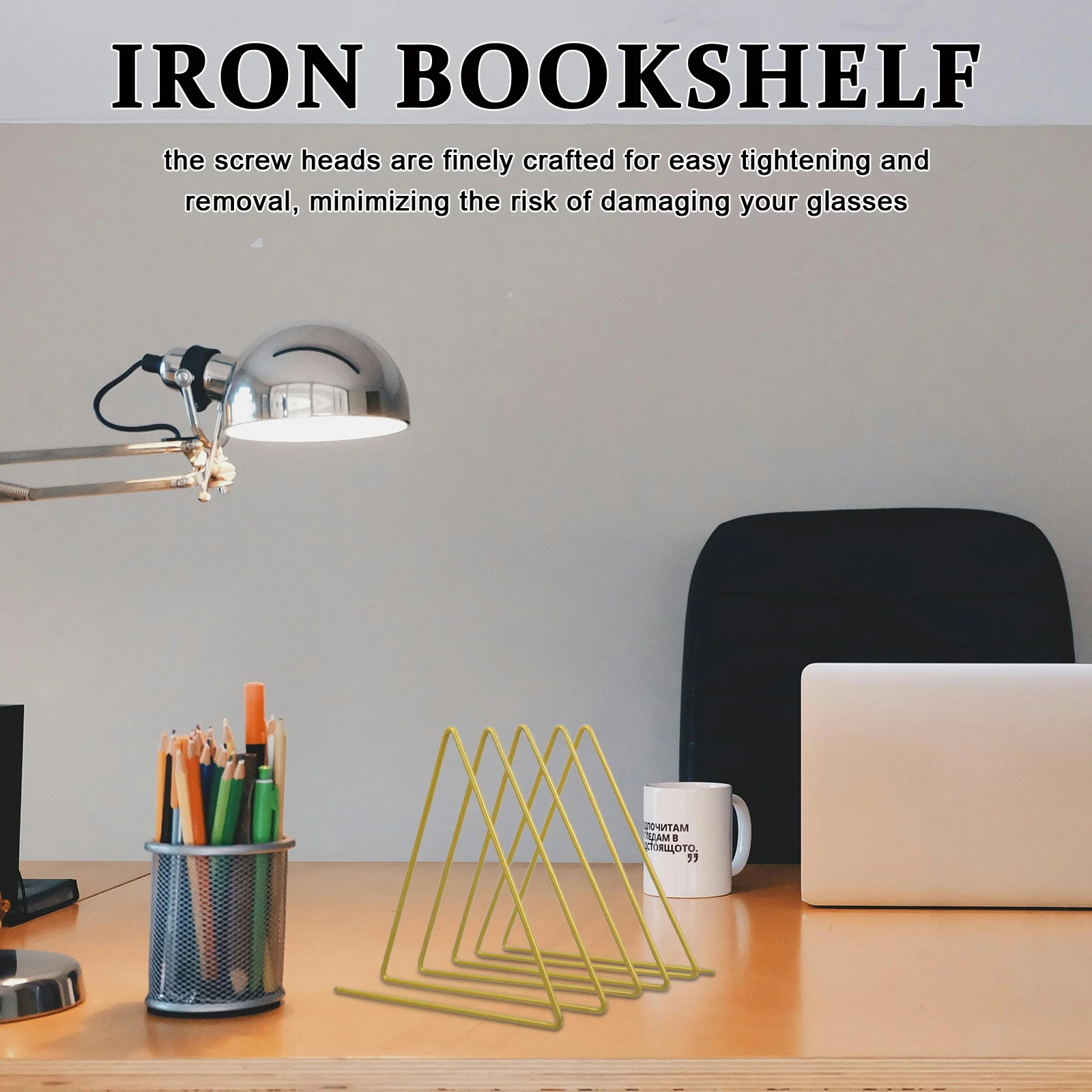 

Triangle File Organizer Desktop Metal Bookshelf for Office School Home Use Magazine Rack Document Stand Compact Desk Shelf