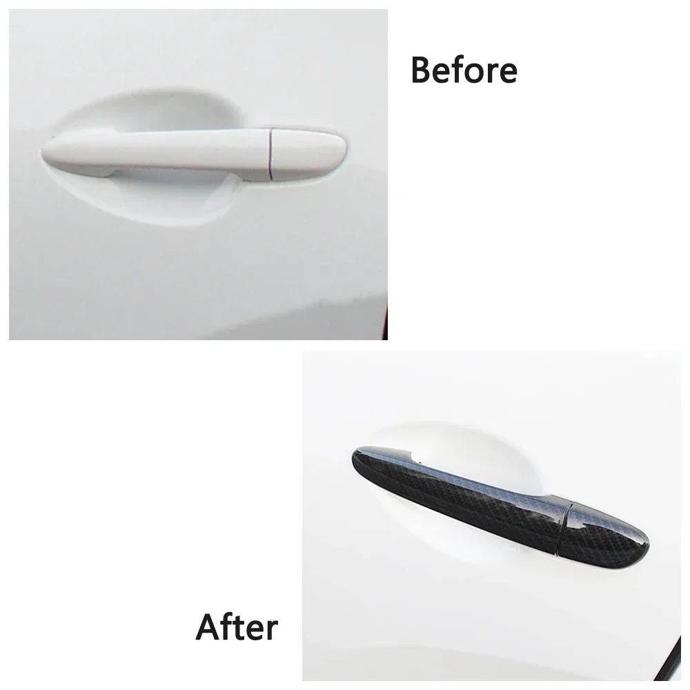 For Mazda CX-3 CX-5 CX-9 Demio Carbon Fiber Printed Exterior Side Door Handle Cover Trim Moulding Frame For Mazda 2 Mazda2 Demio
