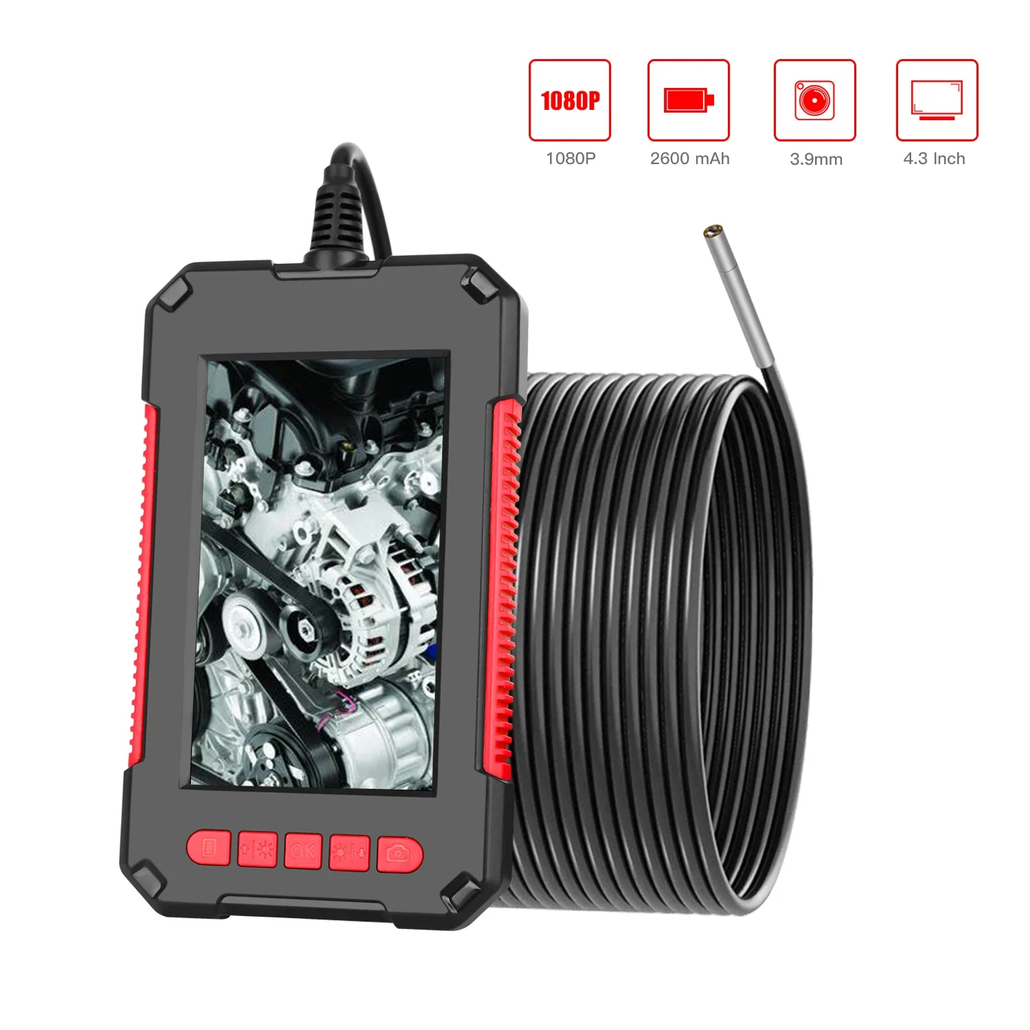 

Industrial Endoscope Camera 4.3 "Single Lens HD1080P 3.9mm Shot Car Inspection Borescope IP68 Waterproof Camera Pipe Inspection