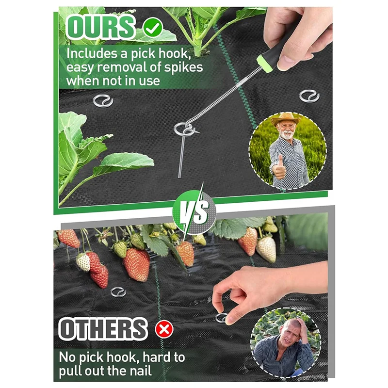 ABGR-دبابيس المناظر الطبيعية 6 بوصات دبابيس حديقة مجلفنة مقاومة للصدأ دبابيس مستديرة للمناظر الطبيعية غطاء أرضي دبابيس من القماش