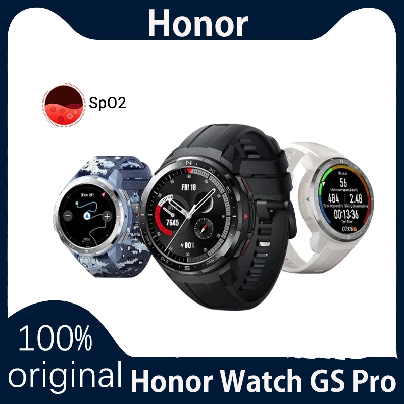 Original Honor Watch GS Pro Smart Watch SpO2 Smartwatch Heart Rate Monitoring Bluetooth Call 5ATM Sports Watch for Men