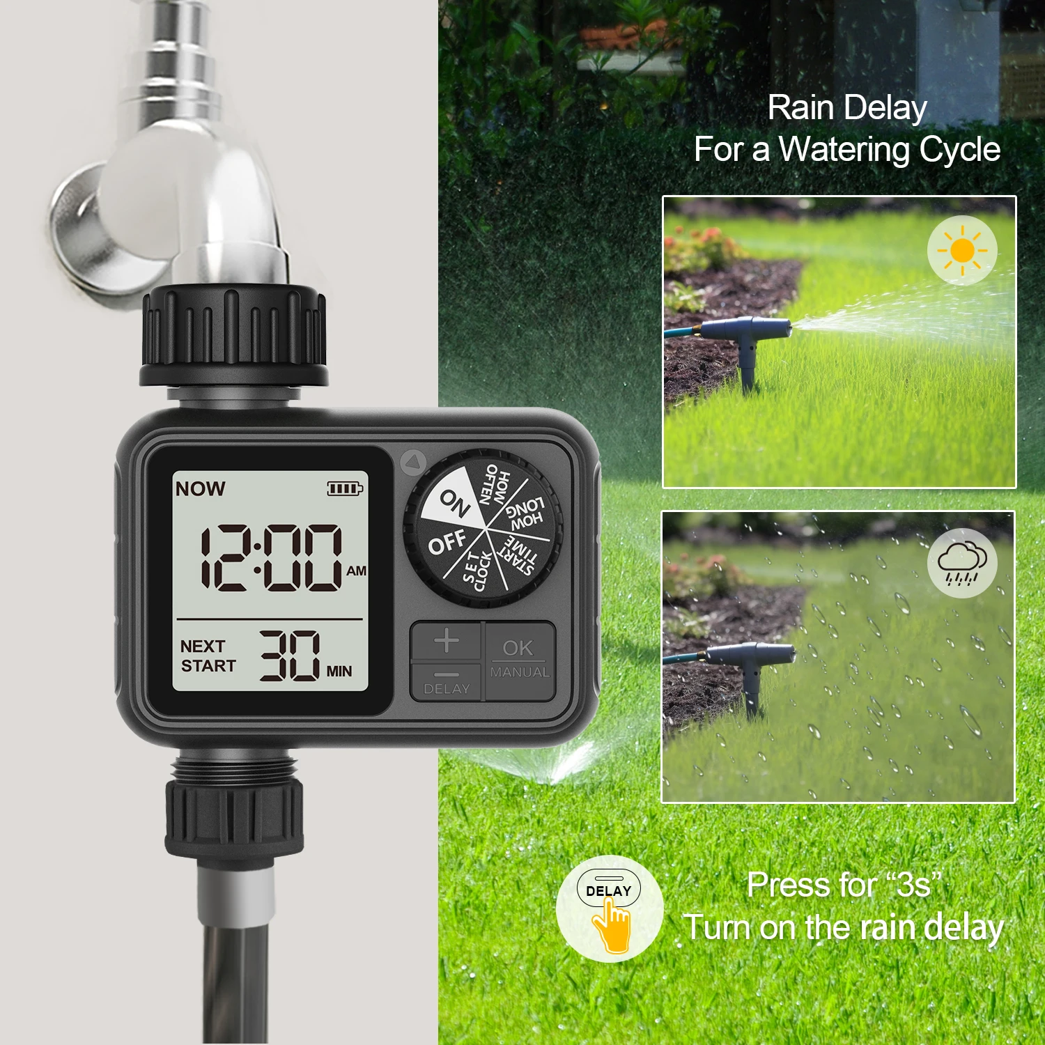 Eshico HCT-M02 Un irrigador inteligente temporizado para jardinería al aire libre El regador de flores temporizado para el hogar es conveniente y