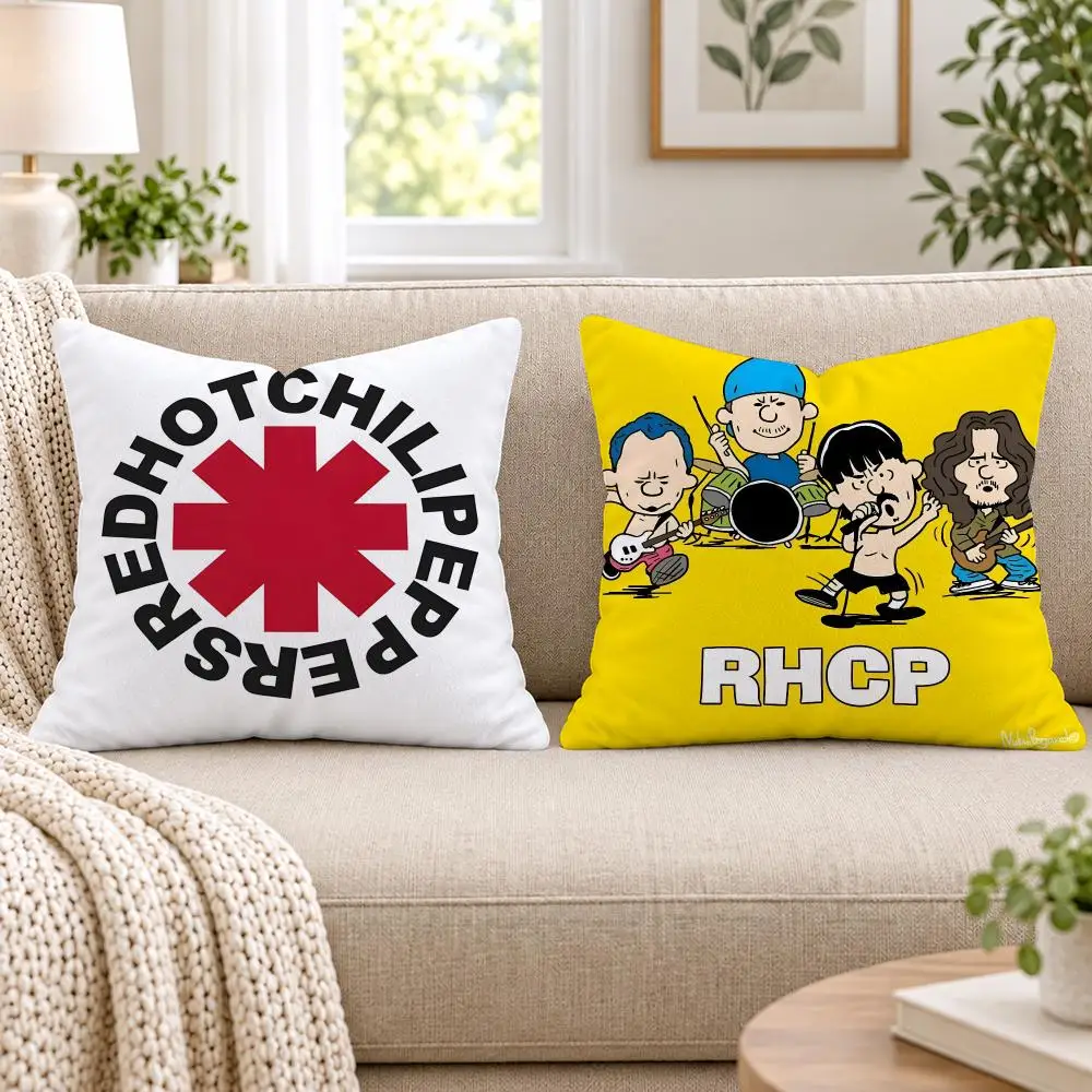 Red Hot Chili P-Peppers Band Cushion Cover Short Plush Double-Sided Printing Sofa Bedroom Pillow Case Aesthetic Home Decor