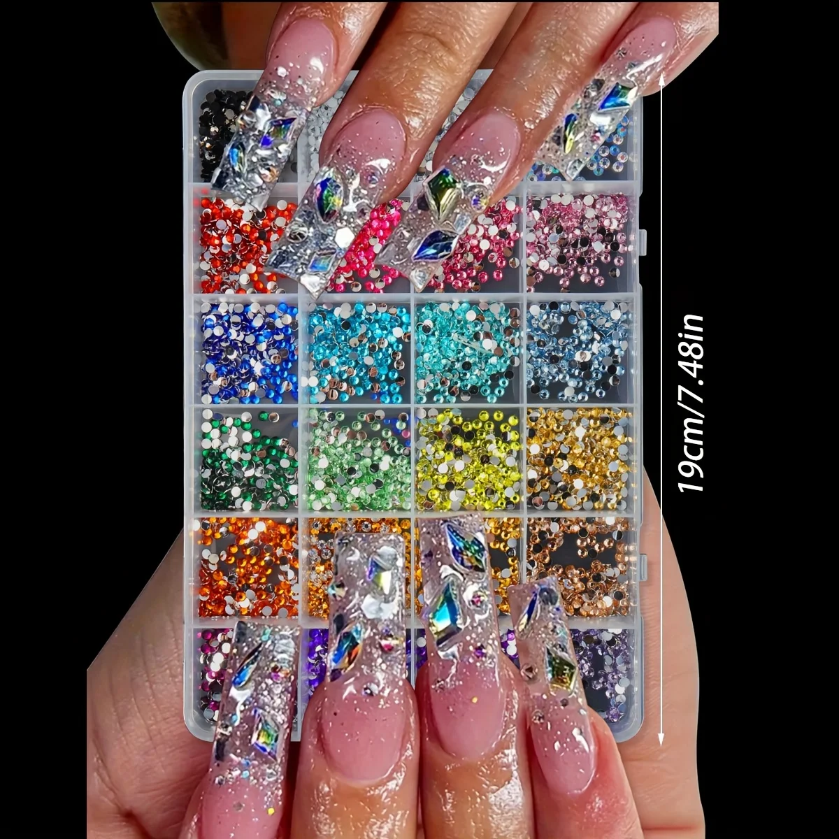 15000個のフラットバックネイルストーン、工芸品やネイルアートに最適、24色、3mm非熱融着プラスチック合成宝石