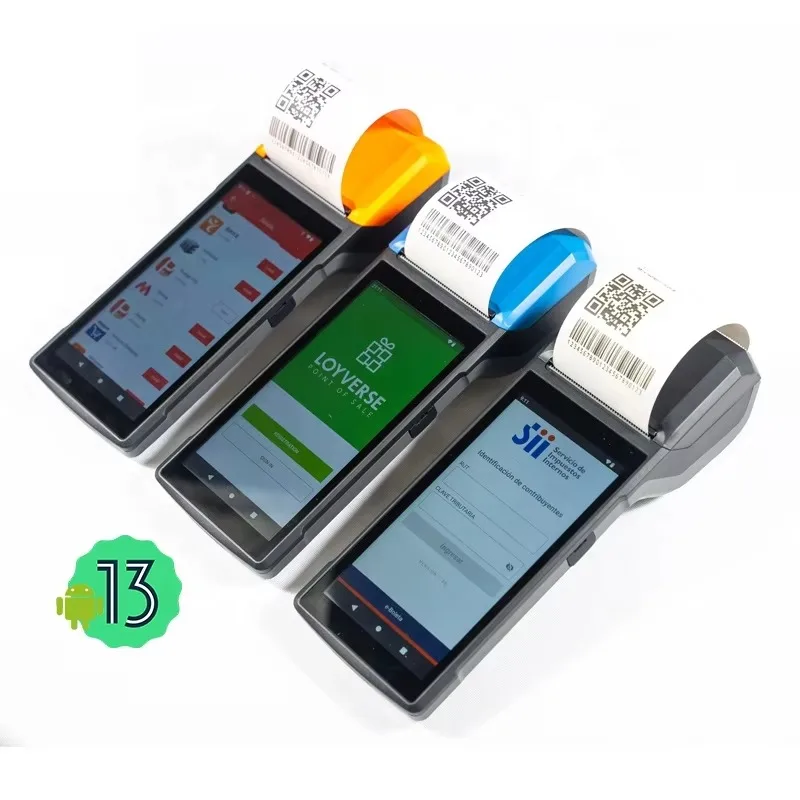Handheld 4G NFC  Android 13/14 Mobile POS Terminal System Machine with Printer QR Code Scanner Cash Register