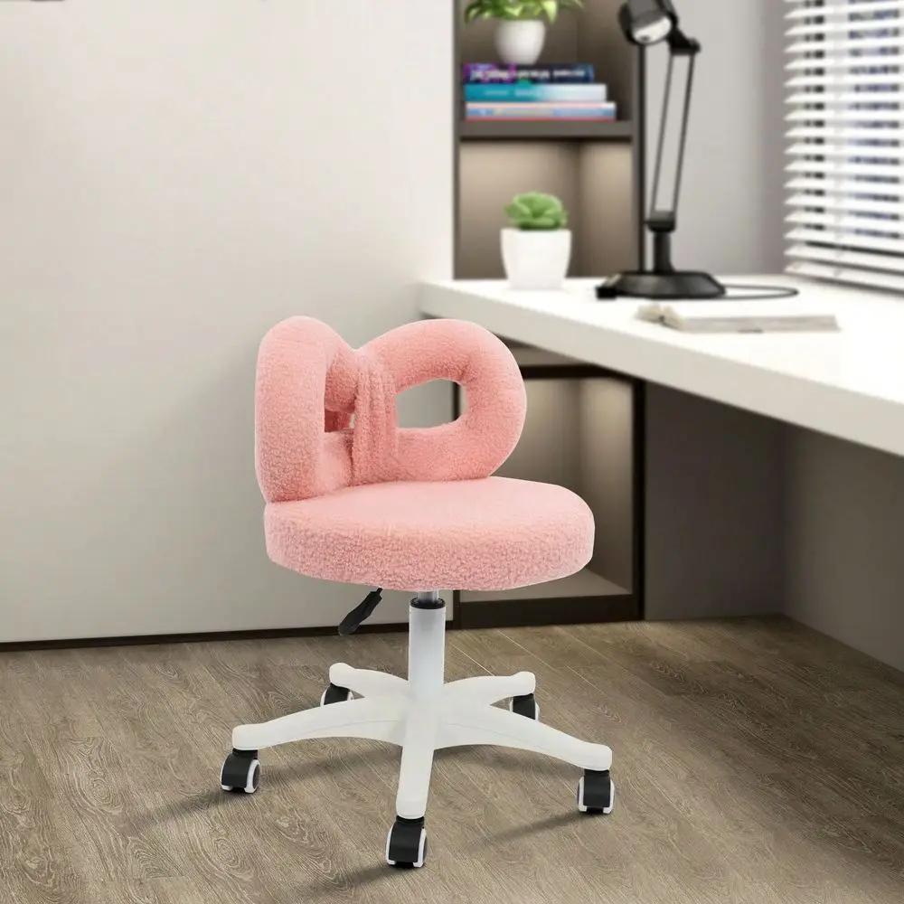 

Chair With Wheels, Swivel Makeup Chair, Height Adjustable Bedroom Chair With holstered And Cute Bow Backrestst, For Living Ro