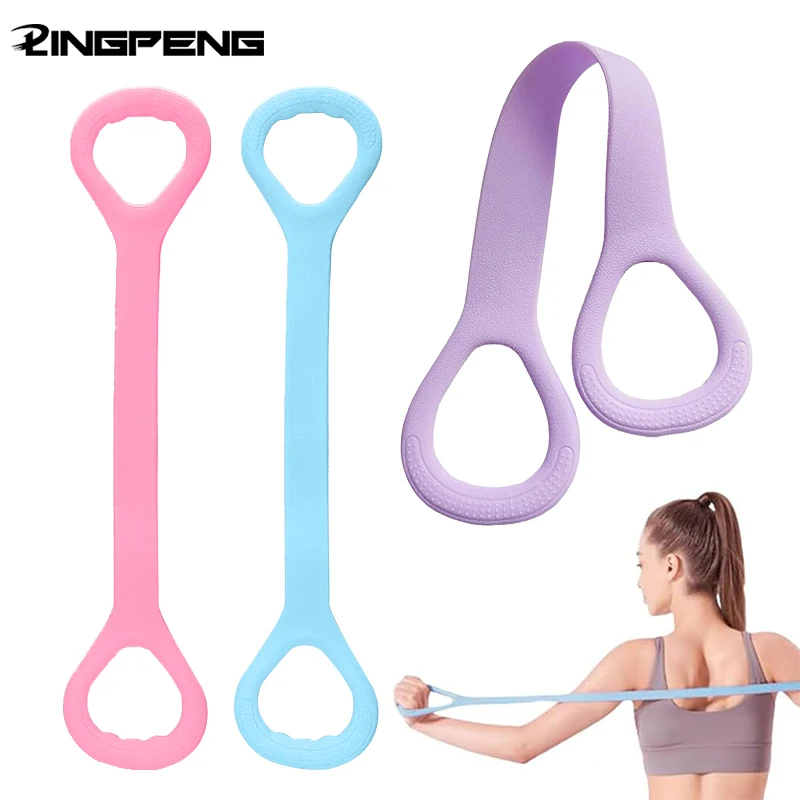 8-förmiges Gummiband für Heimfitness, Rücken- und Schulterübungen – offenes Schulter-Stretchband zur Rückenformung