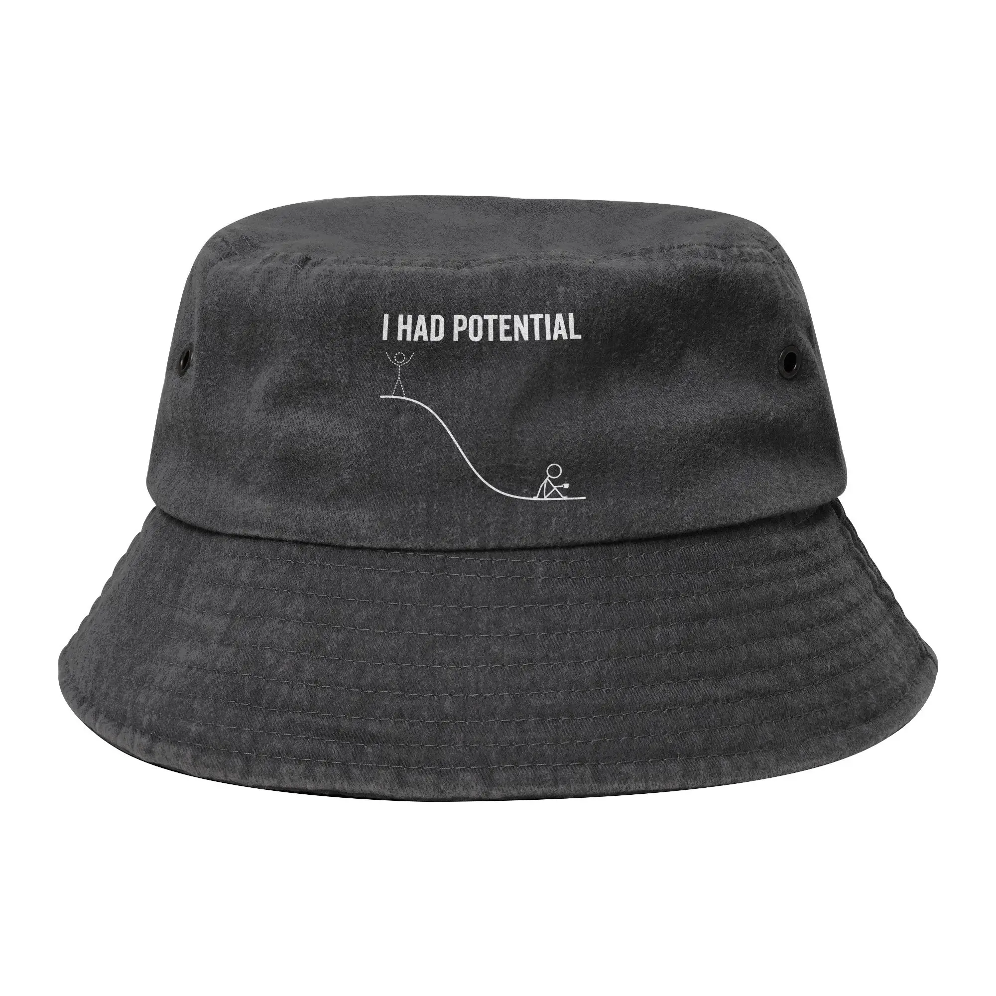 Women Men Distressed Cotton Bucket Hats Funny Meme I Had Potential Spring Headwear Outdoor Fishing Hat Project Hail Mary Panamka