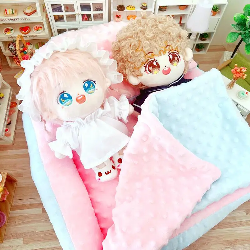 

20cm cotton doll Double bed general purpose 20cm star doll doll Bed product 3 piece comforter set doll accessories