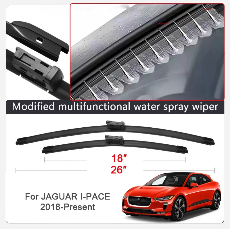 Car Modify Front Windshield Water Spray Wiper Blades For JAGUAR I-PACE E-PACE F-PACE 2016-2026 Wet Arm Cleaning Wiper Accessory