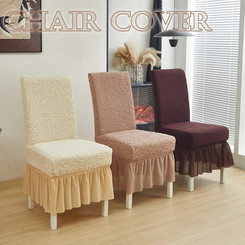 

Elastic Chair Cover Anti-slip Wear-resistant Geometric Pattern Chair Cover Skin-friendly Formaldehyde-free Skirt Hem Chair Cover
