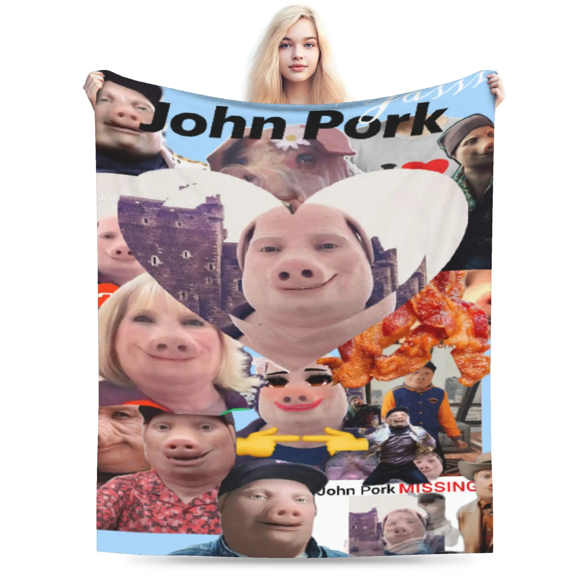 John Pork is calling Accessories Blanket Soft Flannel  Throw Blanket Cozy Plush Thin Quilt