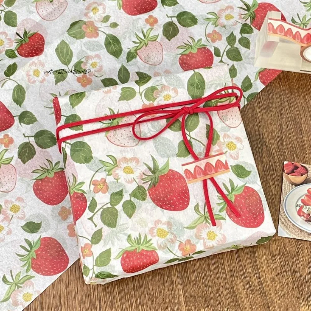 10/20pcs Strawberry Pattern Tissue Paper Gift Wrapping Paper Wedding Birthday Party Decoration Paper DIY Flower Wrapping Paper