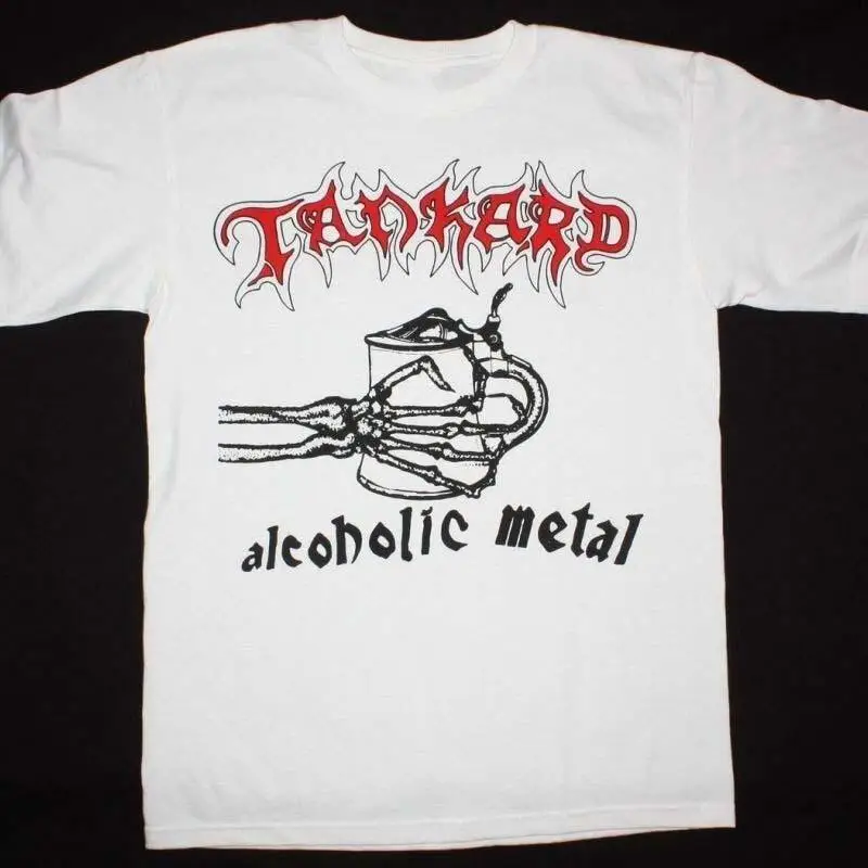 تي شيرت TANKARD Band من القطن الأبيض بجميع المقاسات
