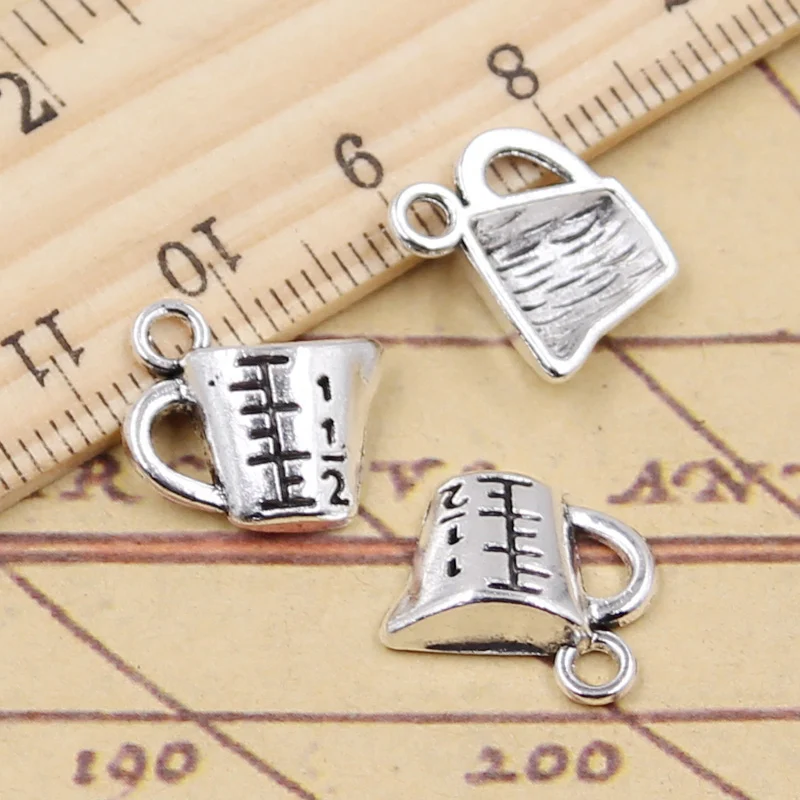 50pcs Charms Counting Cup Measuring Glass 11x15mm Tibetan Silver Color Jewelry Antique Pendants DIY Craft Handmade Making