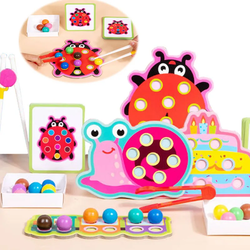 

Animal Clip Beads Color Classification Toy Concentration Fine Motor Training Educational Toys For Children Game Montessori Toy