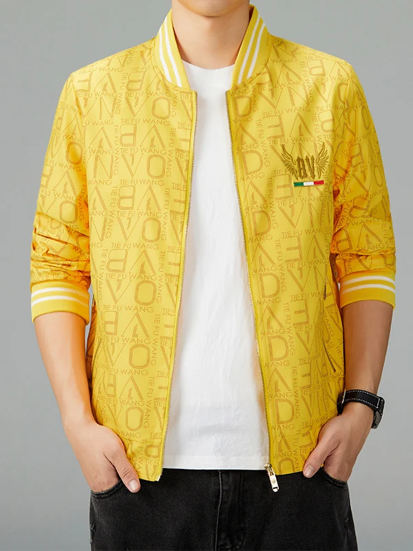 

Printed Baseball Collar Jaet Men's Casual Faion European Sle Spring Autumn Winter New Arrival Polyester Fiber Warmth