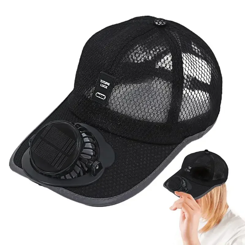 Ventilatore estivo/cappello da sole Donna Uomo Ventilatore Cappello da baseball Vento forte Raffreddamento Protezione solare Ventola Ventola di ricarica solare