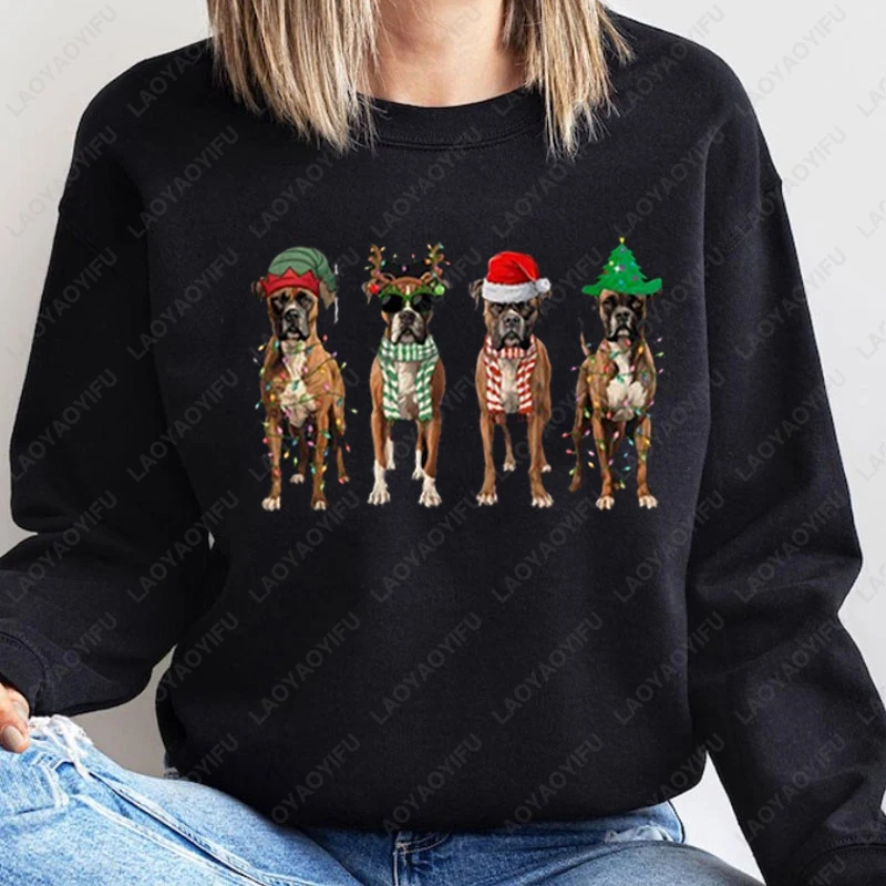 Lindo perro mamá regalo para hombres mujeres Navidad sudadera Boxer mamá invierno novedad térmico jersey cómodo viajero Sudadera con capucha
