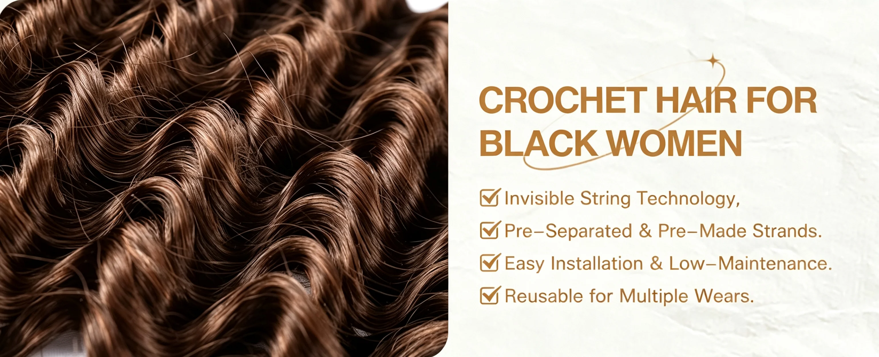 Chocolate Brown Deep Wave Human Hair Extensions Boho Braided Pre-Looped Curly Feather Crochet Hair with Miracle Knots Spiral Curly Hair for Braids