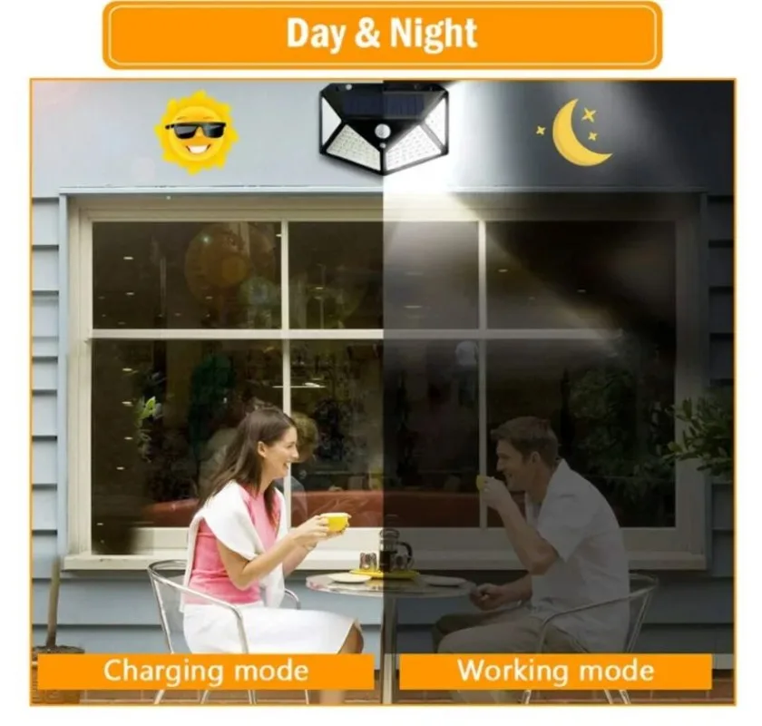 1/2 PCS 100 LED Solar Smart Wall Light Motion Sensor 3 Mode Suitable for Garage Corridor Front Lighting